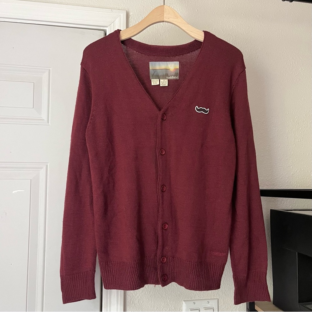 TODDLAND magenta burgundy maroon knit button up knit long sleeve cardigan